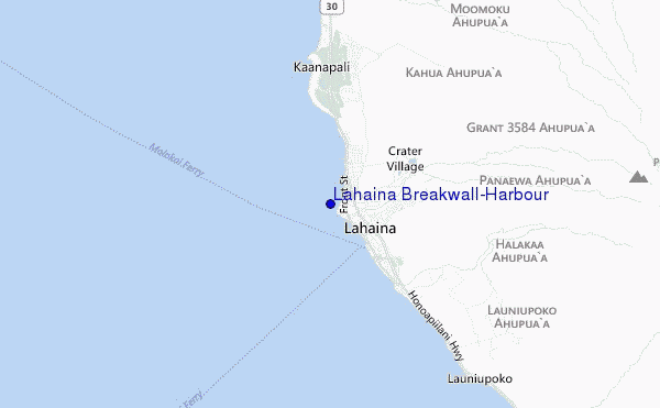 locatiekaart van Lahaina Breakwall/Harbour