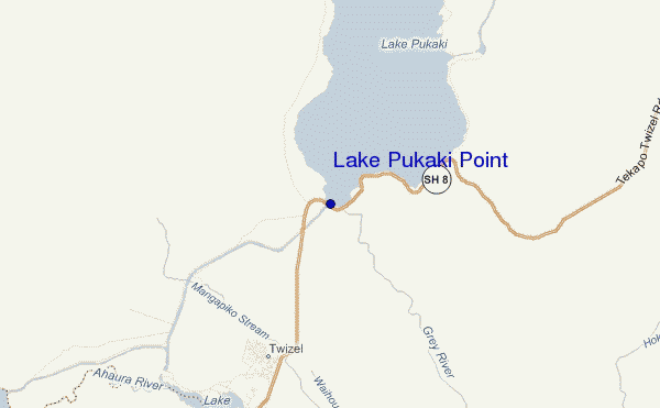 locatiekaart van Lake Pukaki Point