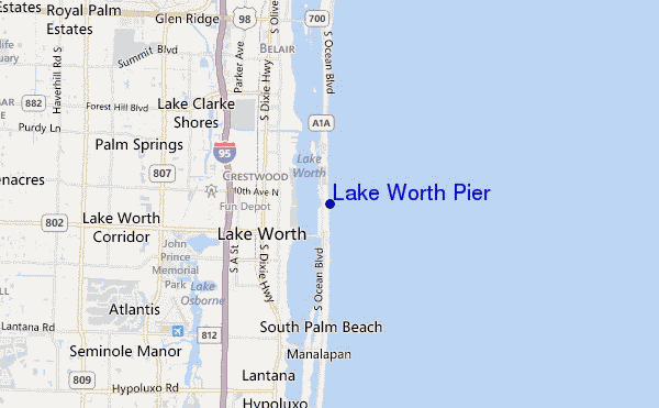 locatiekaart van Lake Worth Pier