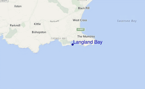 locatiekaart van Langland Bay