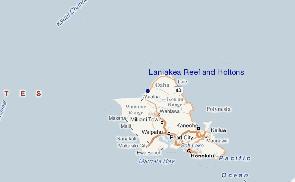 Laniakea Reef and Holtons Location Map