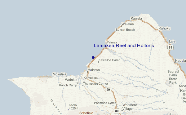 locatiekaart van Laniakea Reef and Holtons