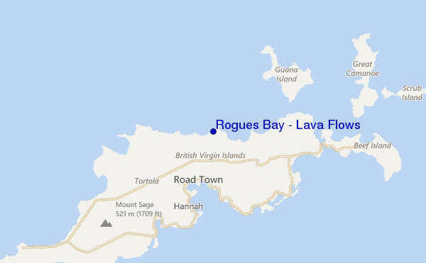 locatiekaart van Rogues Bay - Lava Flows