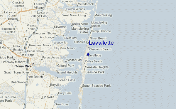 locatiekaart van Lavallette