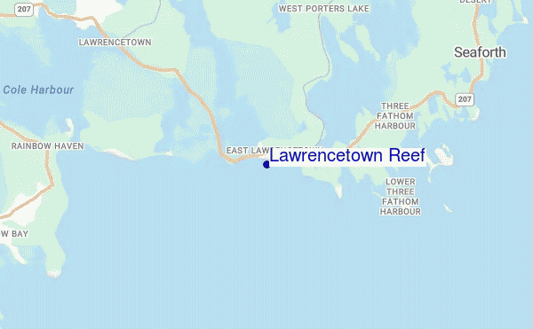 locatiekaart van Lawrencetown Reef