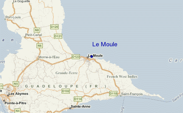 locatiekaart van Le Moule