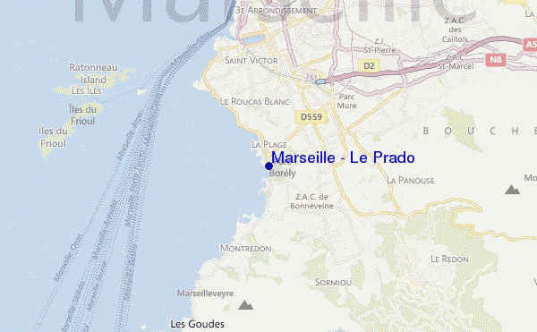 locatiekaart van Marseille - Le Prado