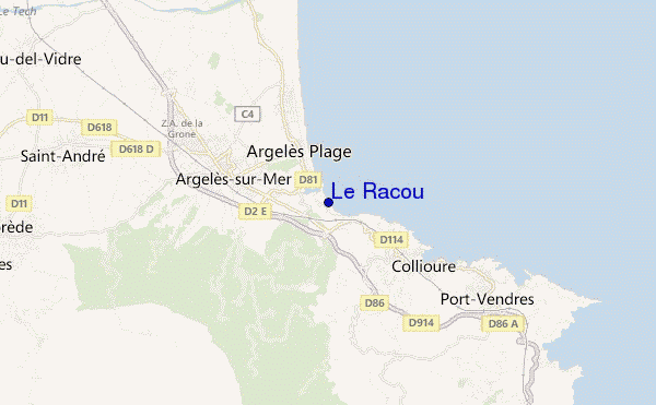 locatiekaart van Le Racou