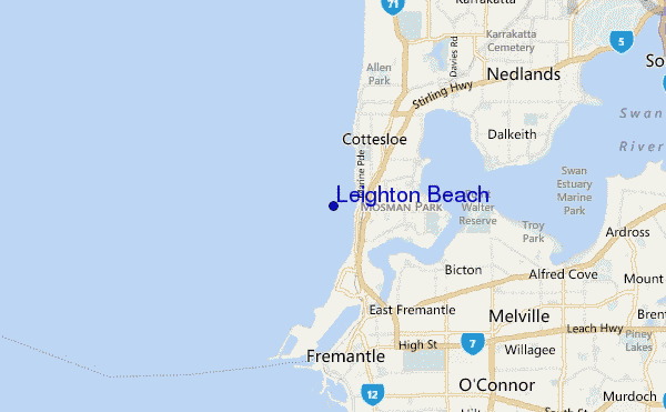 locatiekaart van Leighton Beach