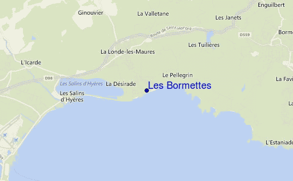 locatiekaart van Les Bormettes