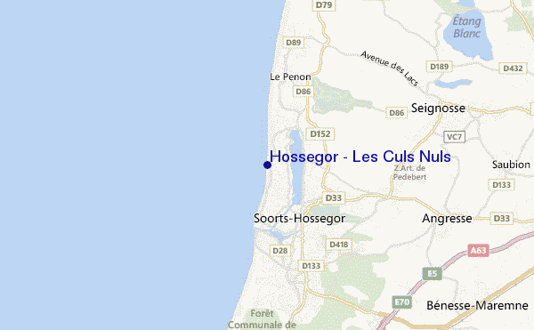locatiekaart van Hossegor - Les Culs Nuls