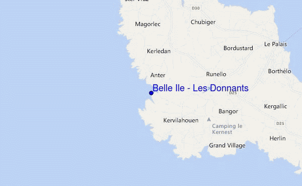 locatiekaart van Belle Ile - Les Donnants