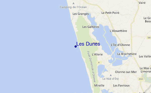 locatiekaart van Les Dunes
