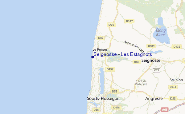 locatiekaart van Seignosse - Les Estagnots