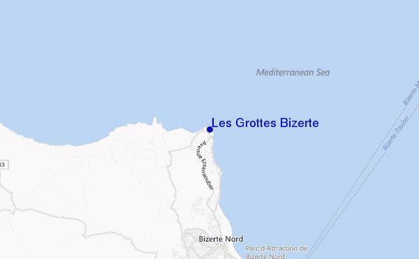 locatiekaart van Les Grottes Bizerte