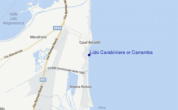 locatiekaart van Lido Carabiniere or Carramba