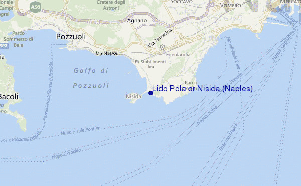 locatiekaart van Lido Pola or Nisida (Naples)