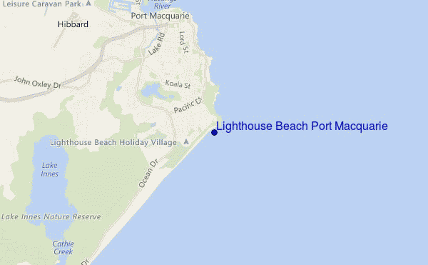 locatiekaart van Lighthouse Beach Port Macquarie