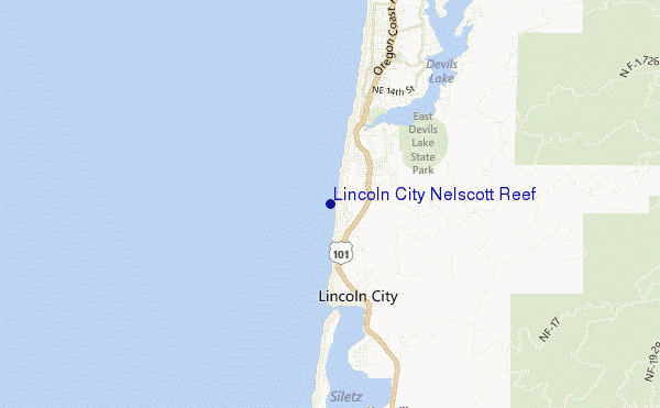 locatiekaart van Lincoln City Nelscott Reef