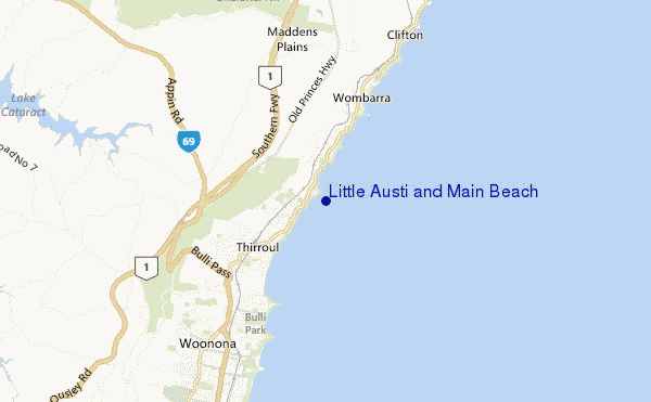 locatiekaart van Little Austi and Main Beach