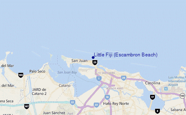 locatiekaart van Little Fiji (Escambron Beach)