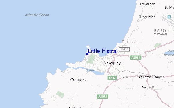 locatiekaart van Little Fistral