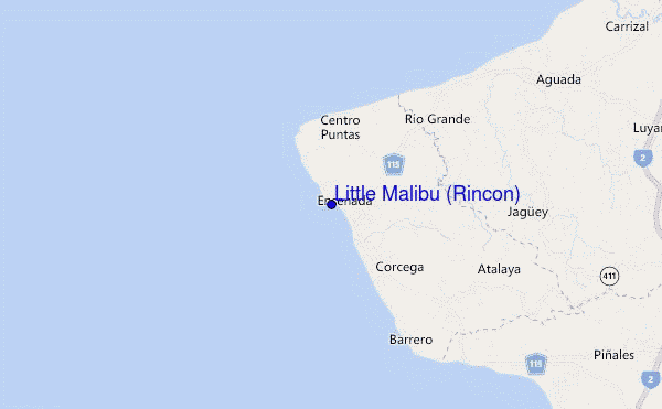 locatiekaart van Little Malibu (Rincon)