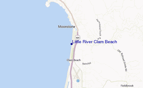 locatiekaart van Little River Clam Beach