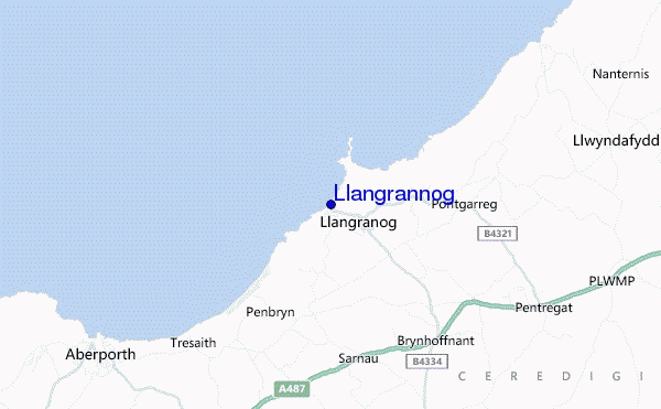 locatiekaart van Llangrannog