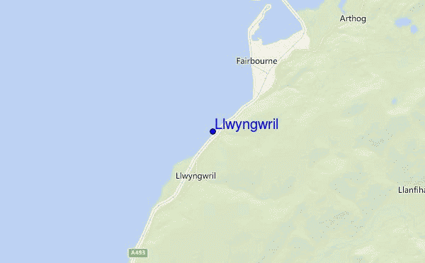 locatiekaart van Llwyngwril