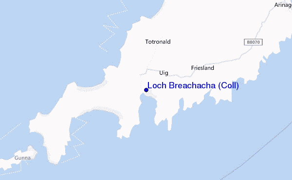 locatiekaart van Loch Breachacha (Coll)