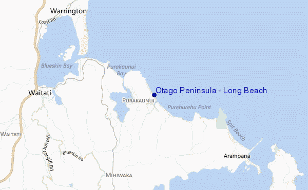 locatiekaart van Otago Peninsula - Long Beach
