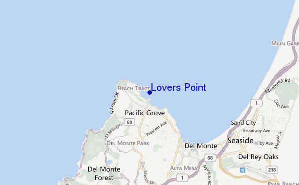 locatiekaart van Lovers Point