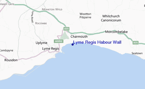 locatiekaart van Lyme Regis Habour Wall