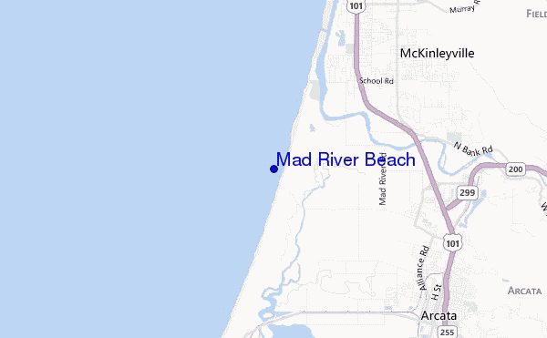 locatiekaart van Mad River Beach