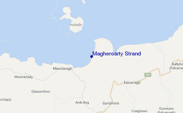 locatiekaart van Magheroarty Strand