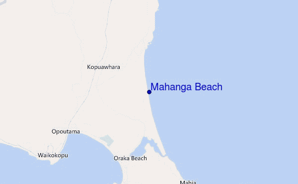 locatiekaart van Mahanga Beach