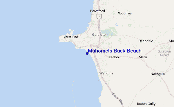 locatiekaart van Mahomets Back Beach