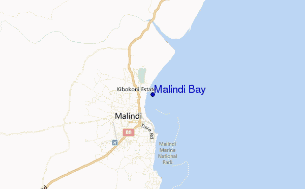 locatiekaart van Malindi Bay