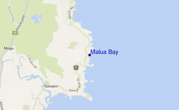 locatiekaart van Malua Bay