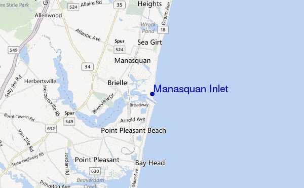 locatiekaart van Manasquan Inlet
