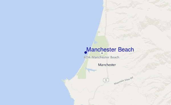 locatiekaart van Manchester Beach