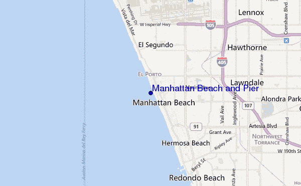 locatiekaart van Manhattan Beach and Pier