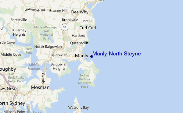 locatiekaart van Manly-North Steyne