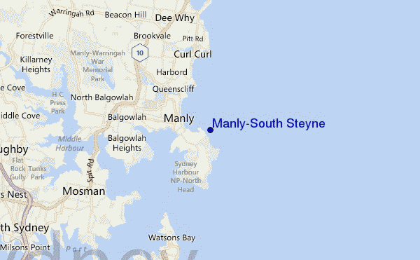 locatiekaart van Manly-South Steyne