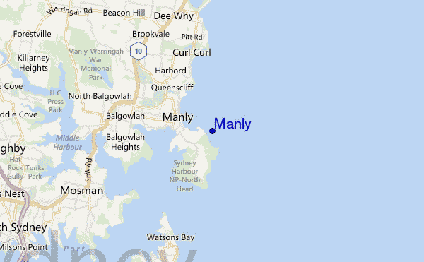 locatiekaart van Manly