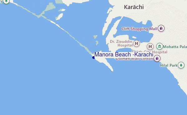 locatiekaart van Manora Beach (Karachi)