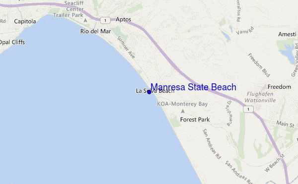 locatiekaart van Manresa State Beach