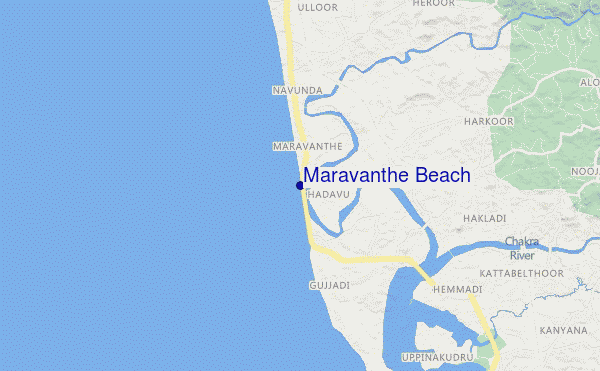 locatiekaart van Maravanthe Beach