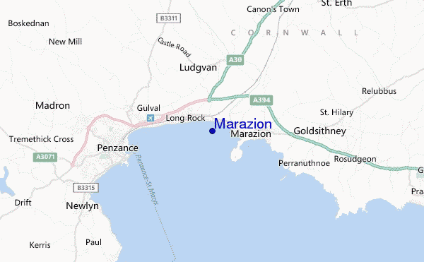 locatiekaart van Marazion